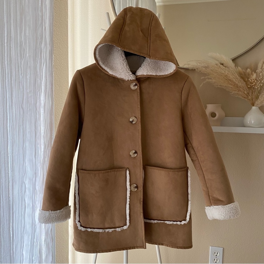 Penny Lane Coat - Sherpa Coat - 70s Vintage Peacoat - Suede Coat